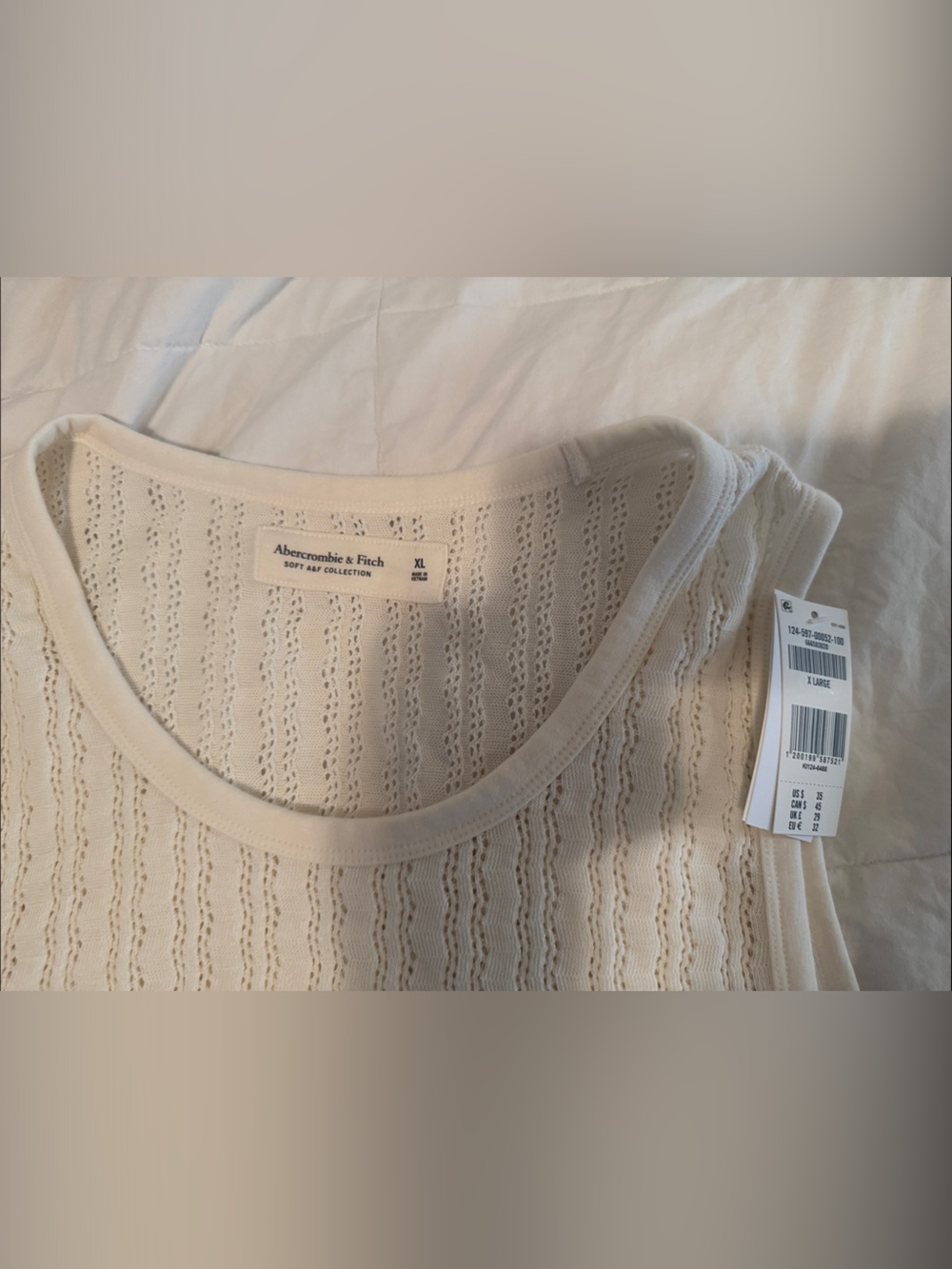 Abercrombie & Fitch Cream Openwork Knit Tank Top